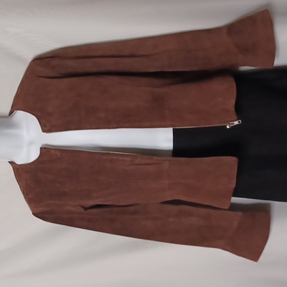 Shape FX Women's Brown Suede Leather Jacket Zipper Closure Front. Size 12 - Picture 1 of 9